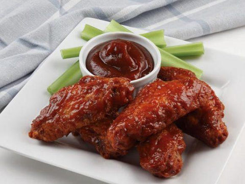 small batch made, Michigan made, Montmorency Cherries,
Jalapeno cherry bbq sauce
bbq wings on plate