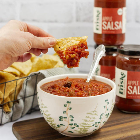 Gourmet Fruit Salsa Medium Heat Apple Salsa
salsa with chip in bowl