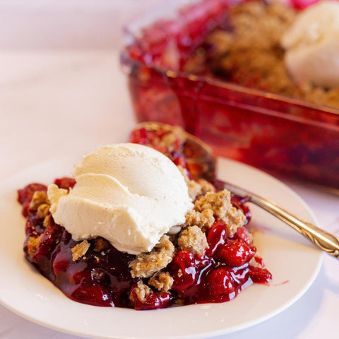 Traverse City Cherries, Montmorency cherries, homemade cherry pie filling & dessert topping, cherry crunch baking mix, Friske Farm Market, gift box,